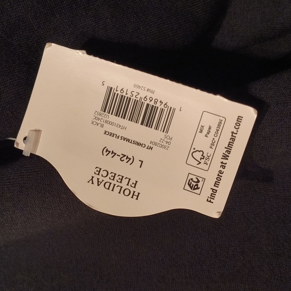 NWT Holiday Time Santa Sweatshirt, Black, L - Picture 2 of 4